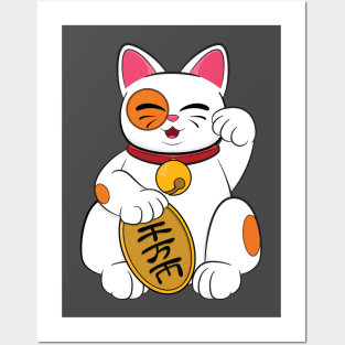 Maneki Neko - Lucky Cat - White Posters and Art